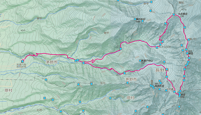 硫黄岳・赤岳のコース