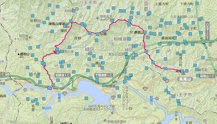 陣馬山〜高尾山(じんばさん〜たかおさん)のコース